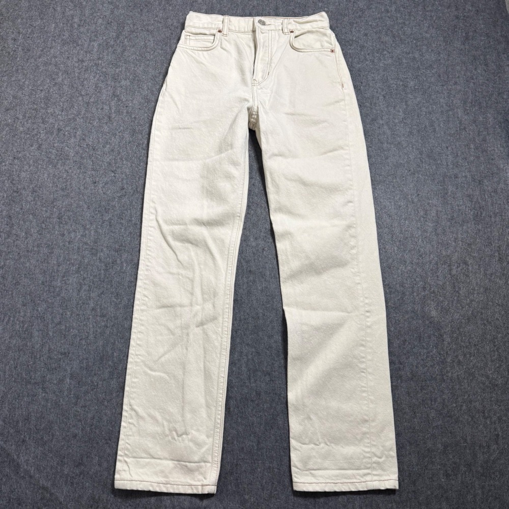 Reformation Cynthia High Rise Straight Jeans Cream Off White Button Fly Size 24